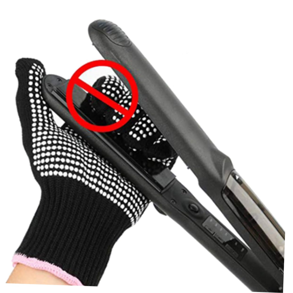 GRIRIW Heat Resistant Gloves for Curling Wand Cooking Black Gloves Elastic Cuff