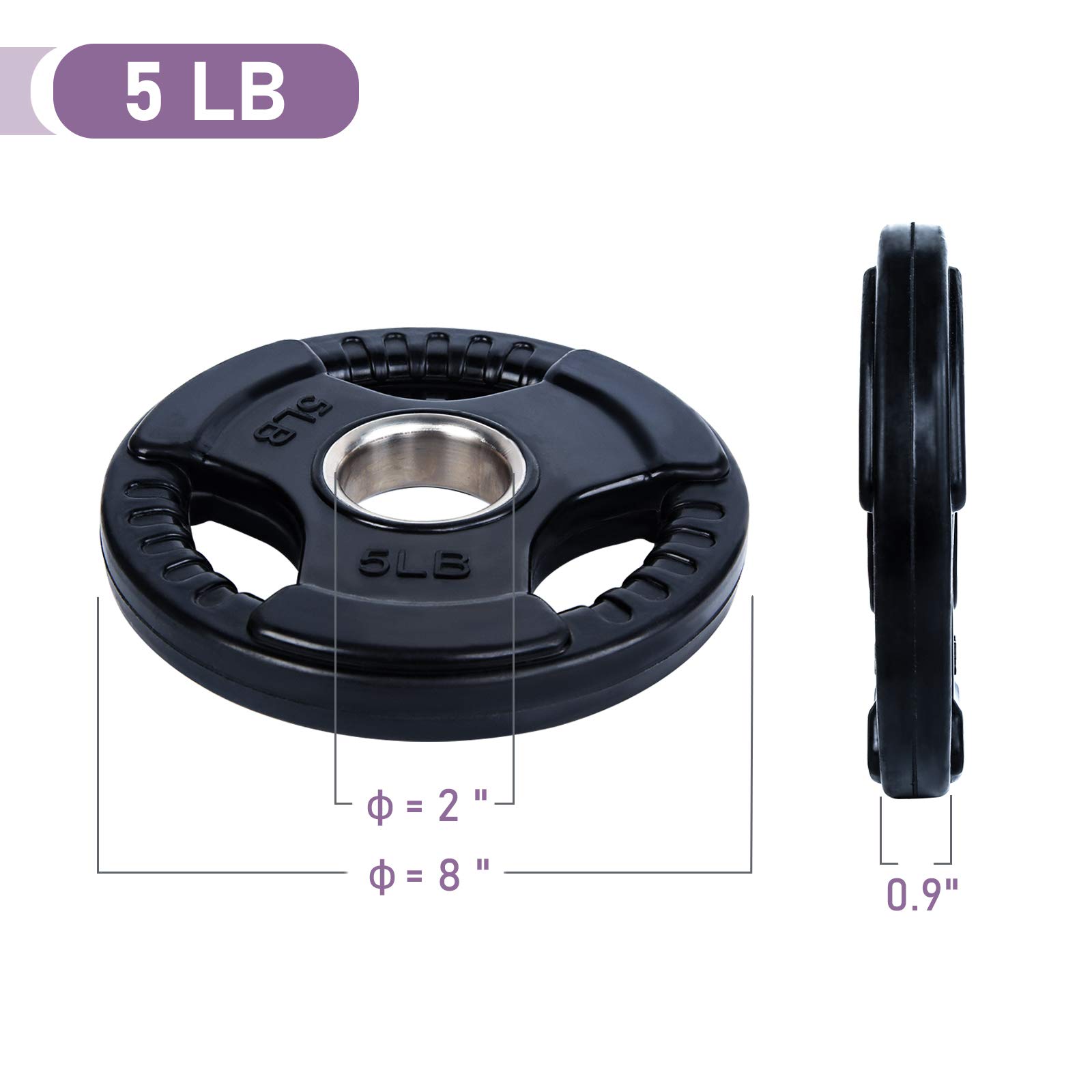 RitFit Weight Plates for Barbell, 2-Inch Olympic Rubber Grip Plates for Weightlifting and Strength Training in Home & Gym, Single, Pair and Sets (85 Set)