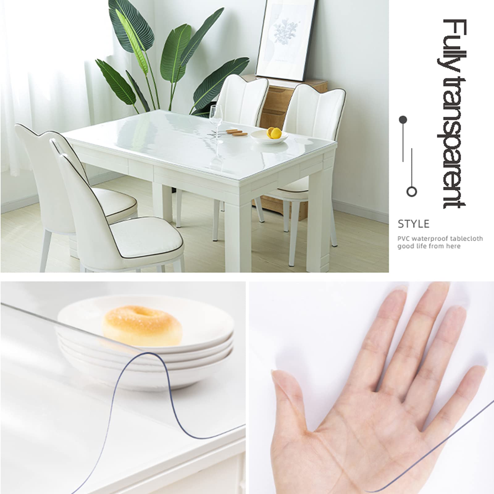 Amazon｜テーブルプロテクトトランスパラントテーブルクロス、テーブル