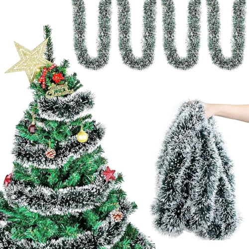 THQAE 4 peças grinalda de Natal, grinalda natural, Christmas Garland, decoração natalícia grinalda para interior e exterior, para portas de escada