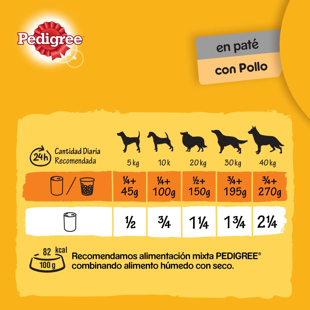 Pedigree Comida Húmeda para Perros Sabor Pollo en paté (Pack de 12 latas x 800g)