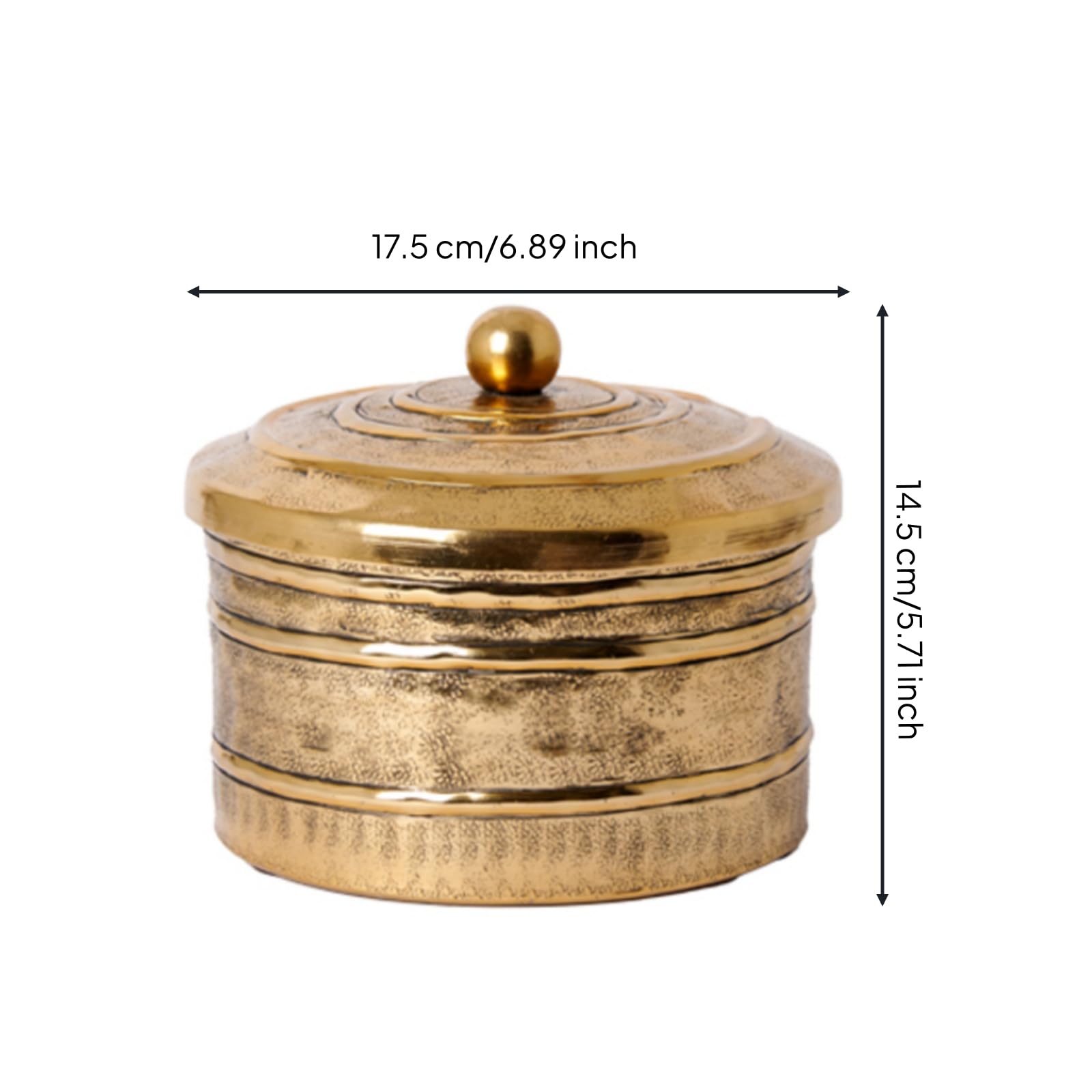 Dose mit Deckel vielseitig Aufbewahrungsdose mit Deckel modern ratsdosen für Küche, Regal, 17.5 17.5 H14.5cm, Horizontal Gestreift Gold Groß