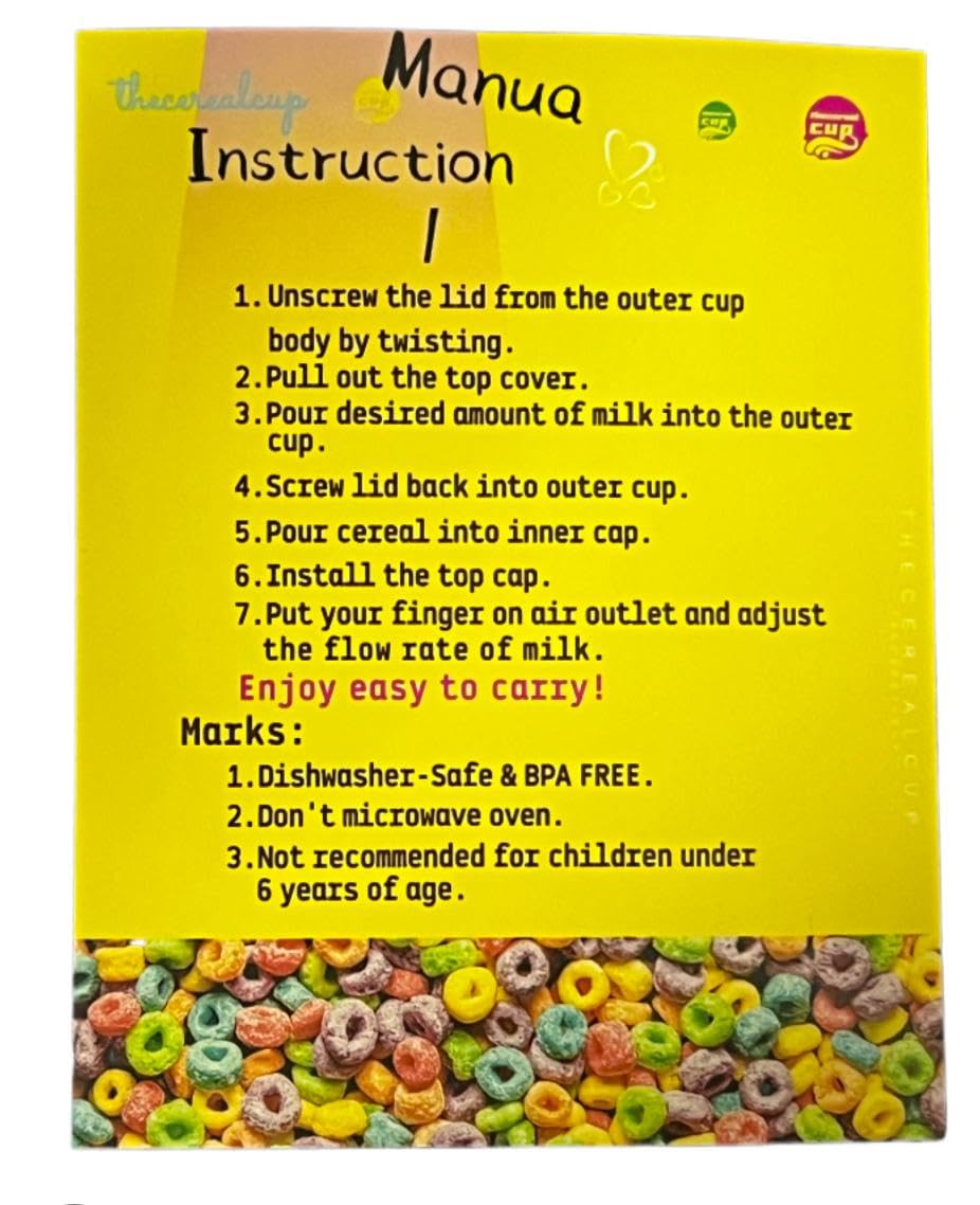 Generisch Tazza per cereali da viaggio per cereali Cornflaks CerealCup to Go senza cucchiaio, portatile Cupixx (giallo)