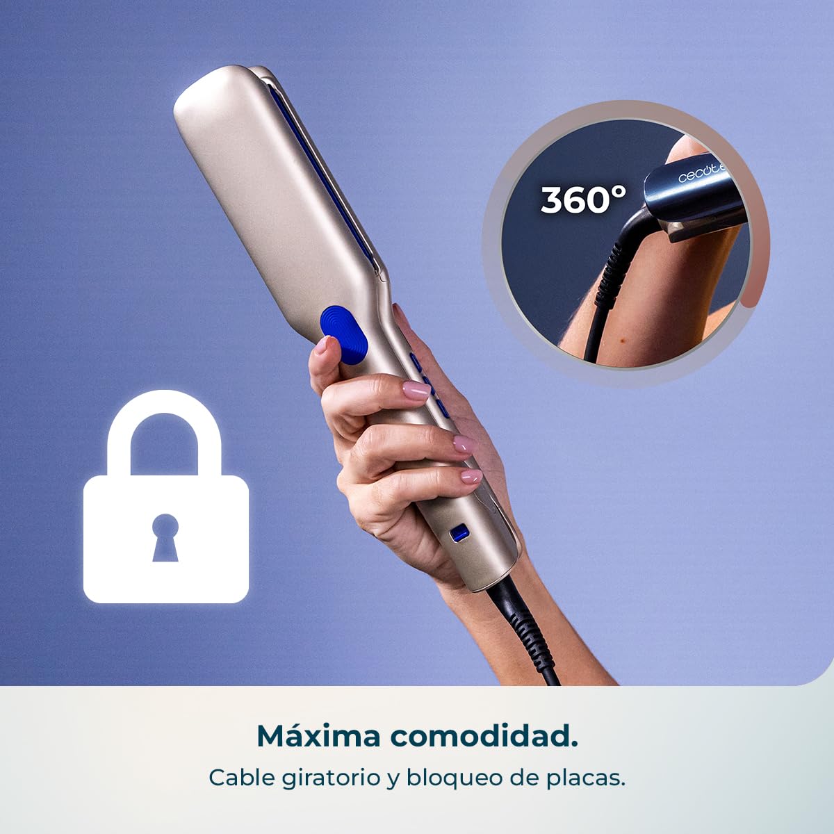 Cecotec Plancha de Pelo Placas Anchas y Vibratorias Lisse i-Twerk Max. Tecnología Infrarrojos e Iónica, 160º-230ºC, Revestimiento Cerámica y Turmalina, Calentamiento Rápido, Pantalla Integrada