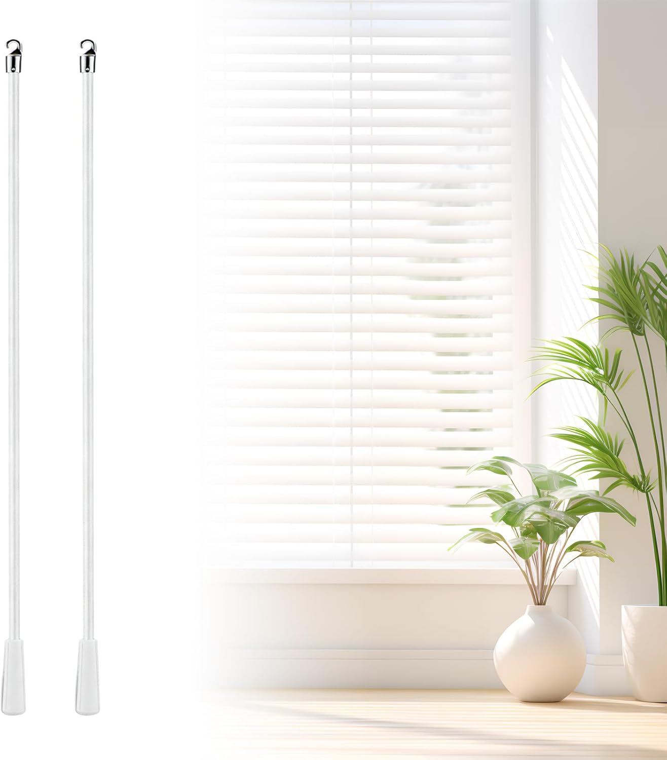 2 Pack Fiberglass Blind Wand Replacement Parts - Stick Accessory with Hook and Handle for Vertical Blinds（24inch）