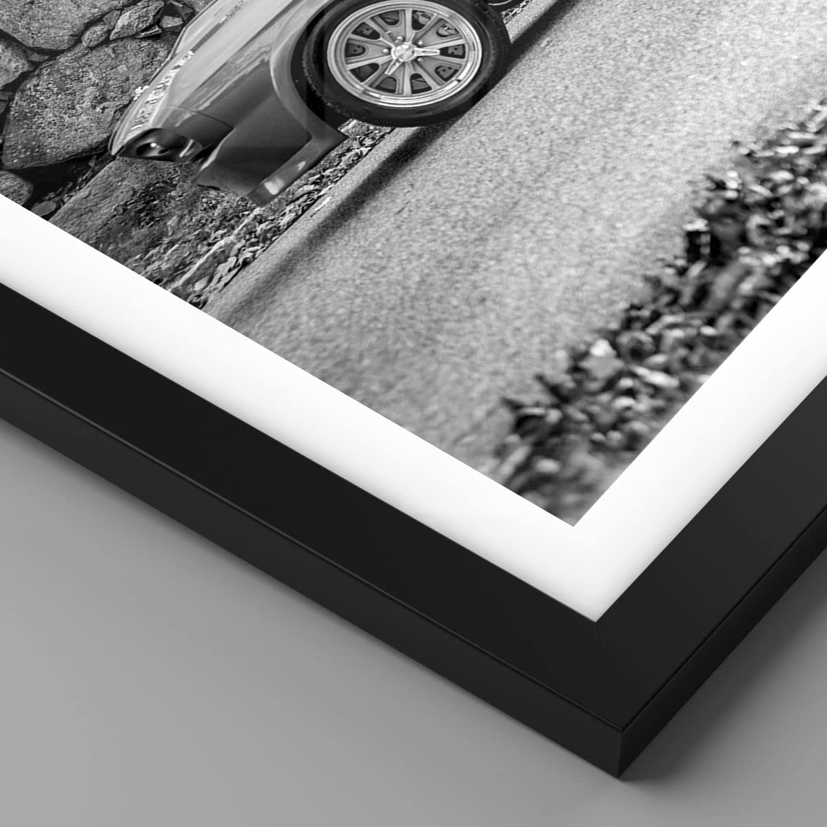 Cuadro Póster Marco Negro 61x91 cm Blanco y Negro Coches - 5011 - P2B