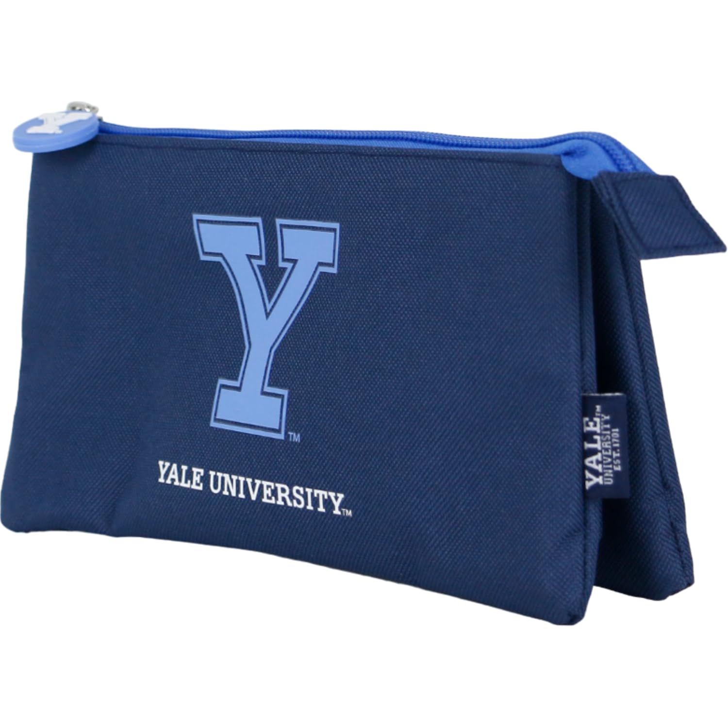 DOHE - School Pencil Case 3 Compartments - Zipper Closure, Durable Polyester, 23x12x2.5 cm, School Supplies - Yale University Navy - Blue