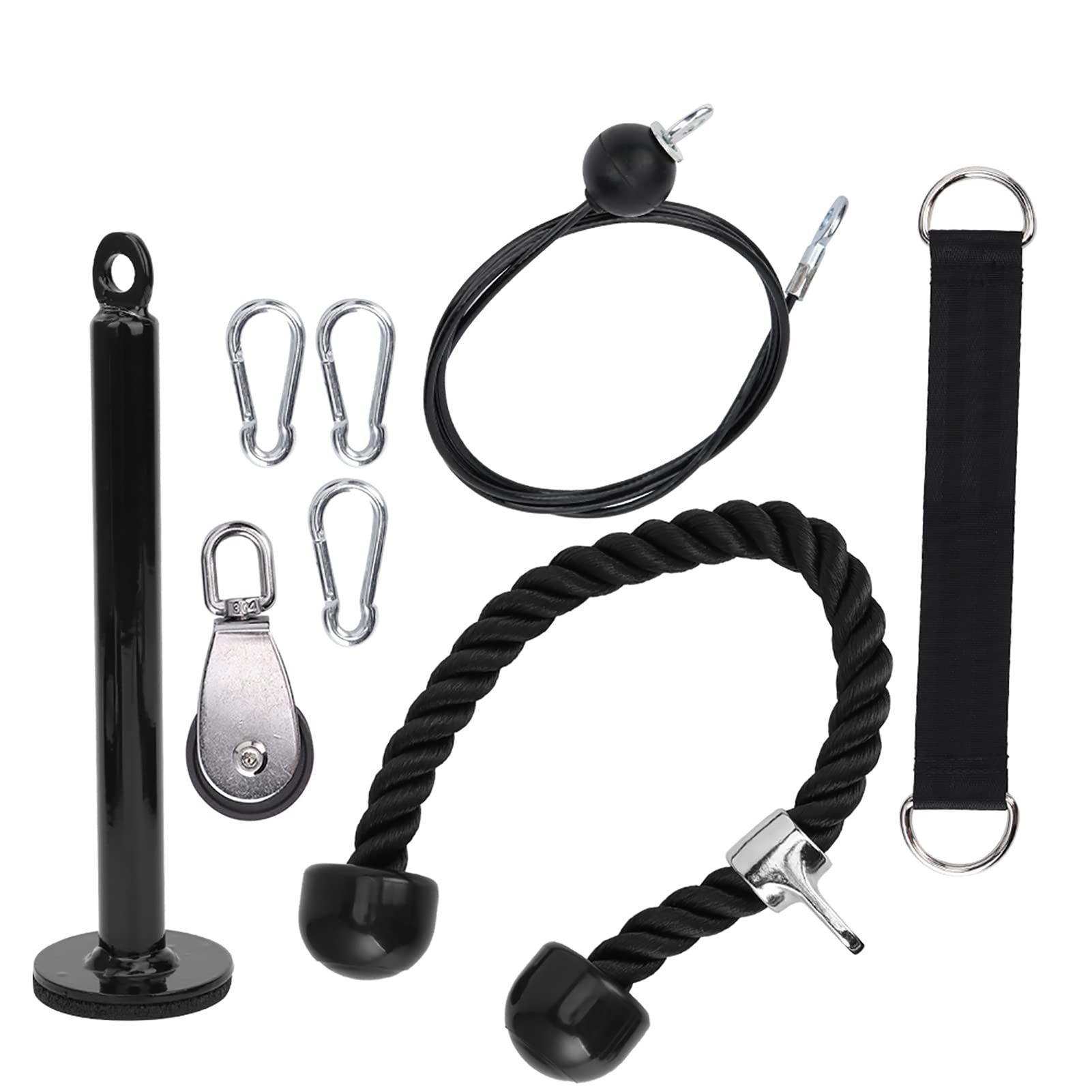 Equipo de Ejercicio de Cuerda de polea DIY, Kit de Entrenamiento de Fuerza de Brazo portátil, Kit de Entrenamiento de tríceps para Gimnasio en casa, Juego de 8 Uds de Acero