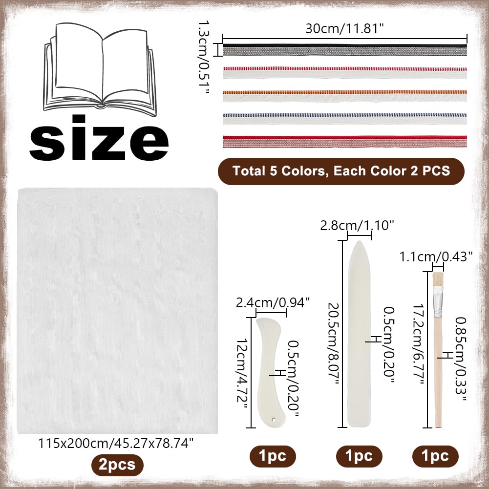 AHANDMAKER Set di fascette per libri da 1/2 pollici (13 mm) per principianti, panno per la riparazione di libri, kit per la riparazione di libri