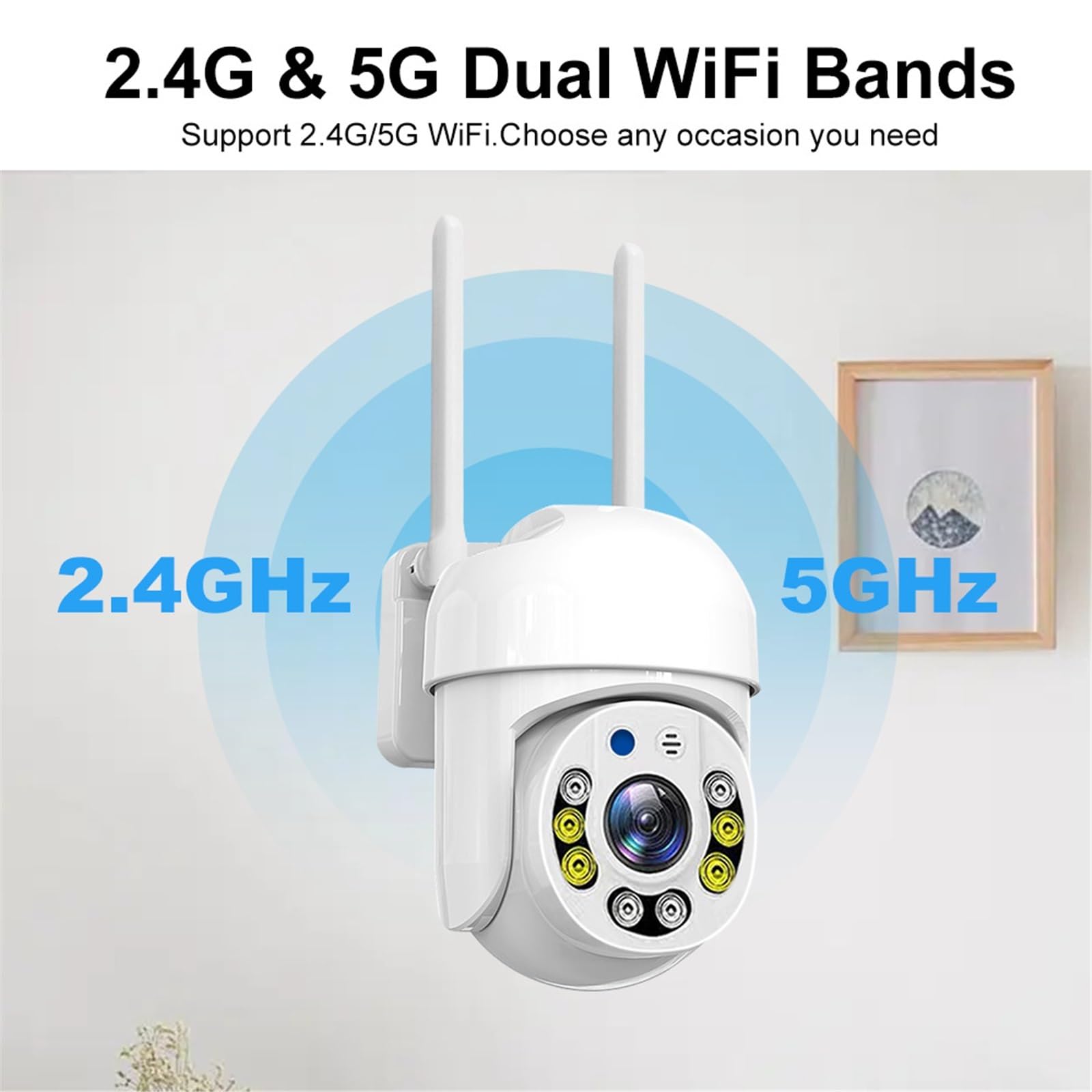 Kamera bezpieczeństwa, 5MP 5G kamera Wifi PTZ zewnętrzna wodoodporna ochrona bezpieczeństwa w domu pełnokolorowy nadzór noktowizyjny Tuya inteligentna domowa(5MP Cam)