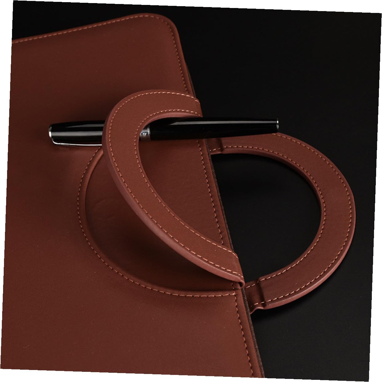 LALAFINA Portefeuille Multifonctionnel A4 Poche Extérieure en Cuir Pu Marron avec Calculatrice, Organiseur de Documents et Protège Téléphone pour Bureau Professionnel