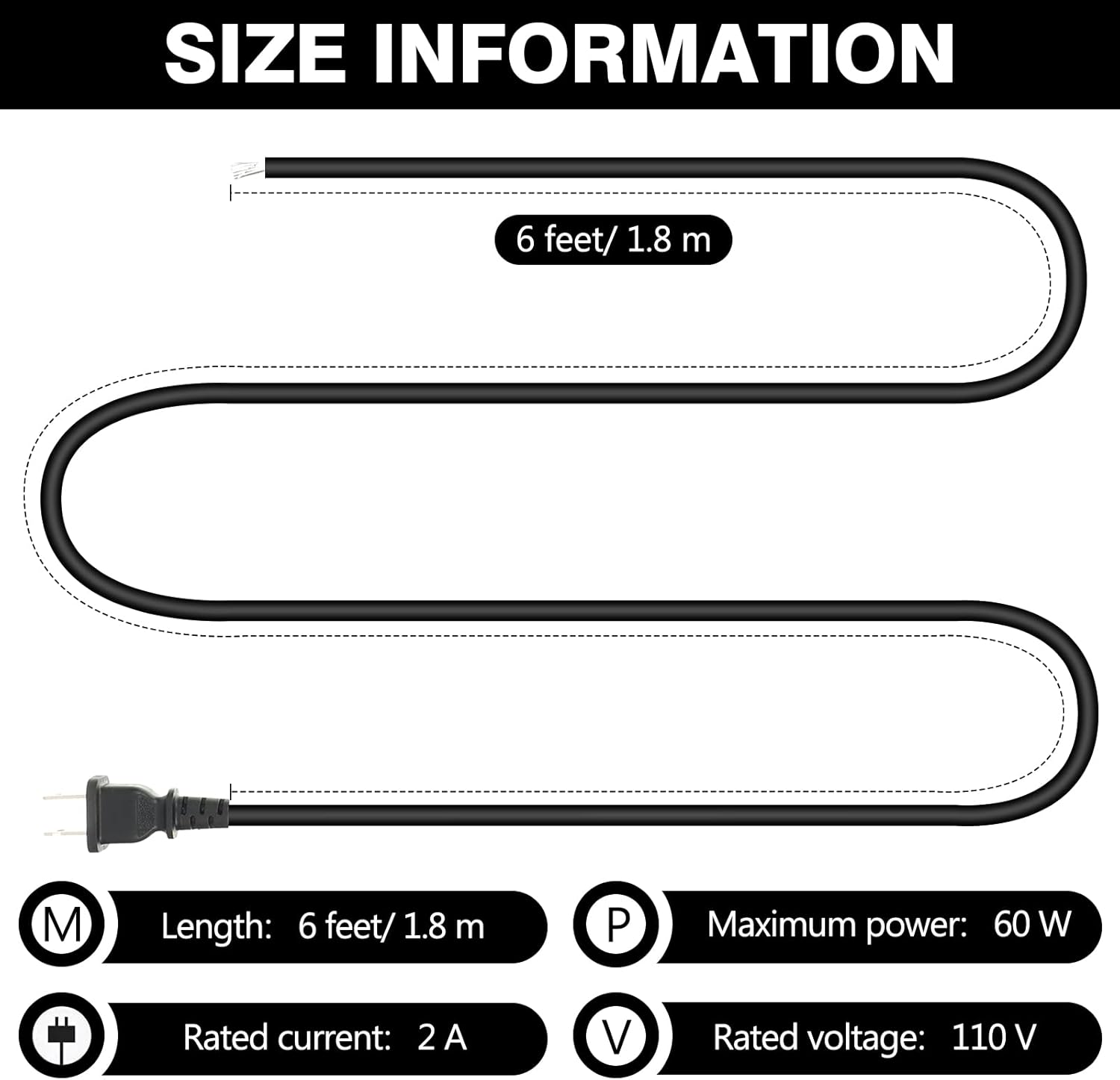 10 Pack Lamp Cord Set - 6 Feet Black, With Molded Plug & Toggle Cord Replacement, Ready For Wiring & DIY Repairing