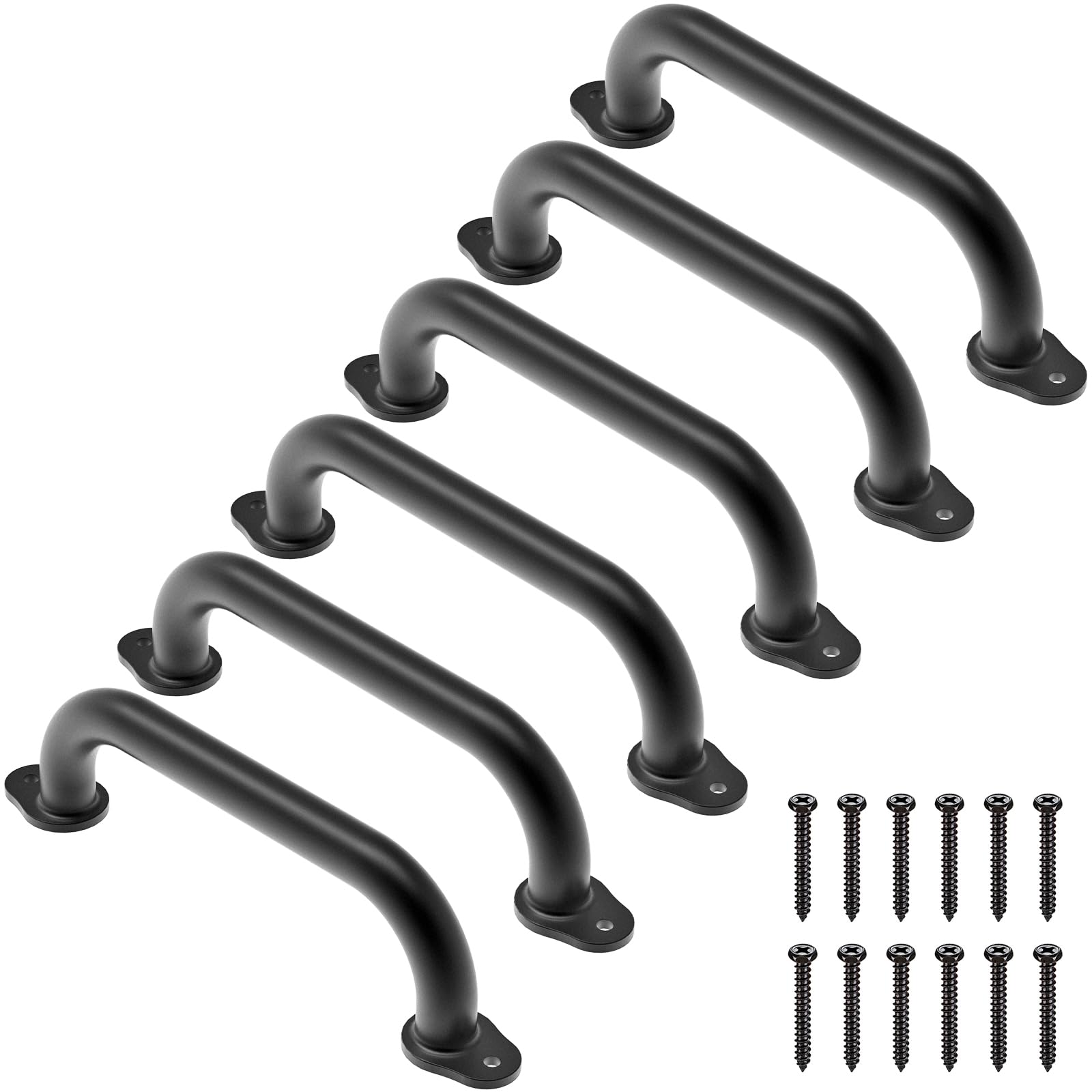 Dolibest 6 Pack 12-Inch Safety Handle, Metal Safety Playground Handles, Playset Hand Grips & Wider Base Design, Playset Handles for Climbing Frame, Play House, Treehouse, Swing Set Accessories-Black
