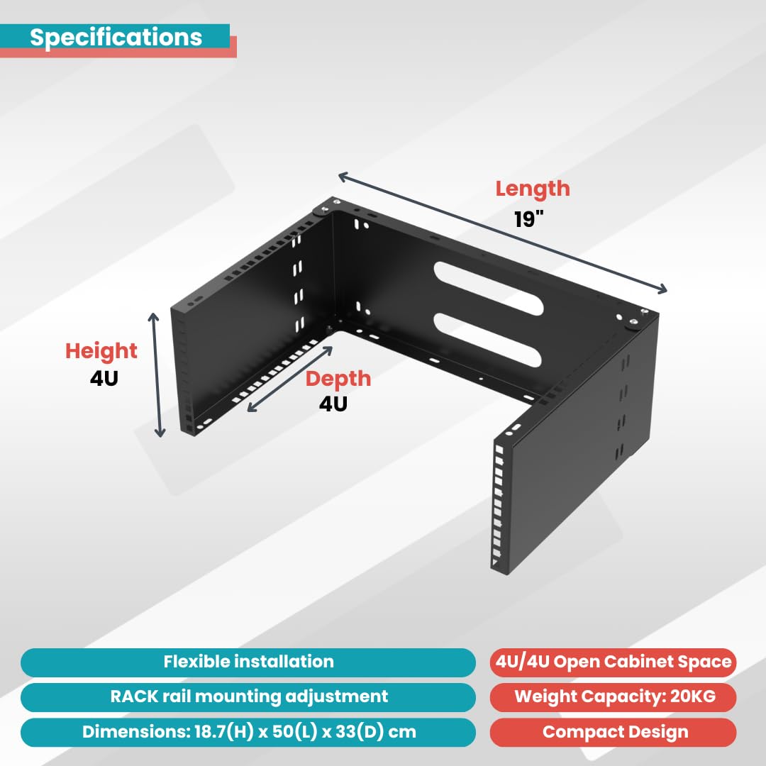Montaggio a parete Armadio Rack 19 Pollici 4U/4U 330mm - Ripiano Rack Realizzato in Acciaio - Rack e Armadietti per Apparecchiature di Rete