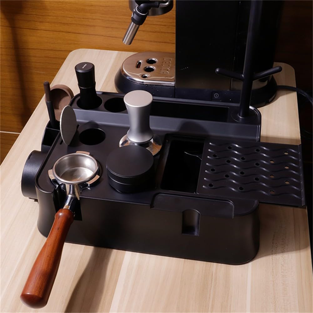 Pudełko do kawy espresso i podpórka ABS z akcesoriami portafiltrowymi 51/54/58 mm, czarno-biały design dla domowych baristów