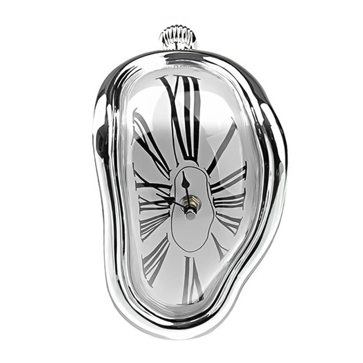 Horloge de Table déformée décorative de Style Salvador Dali, Horloge Fondue pour étagère de Bureau, Montre Abstraite argentée