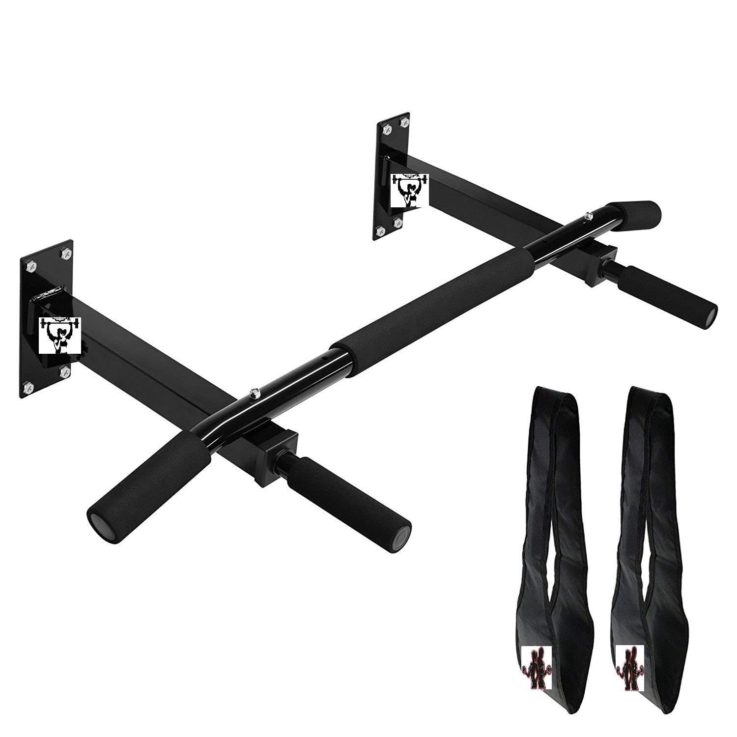 BODYFIT Wall Mounting Chin Up Bar with Solid One Piece Construction Bar + Ab Straps-image-25