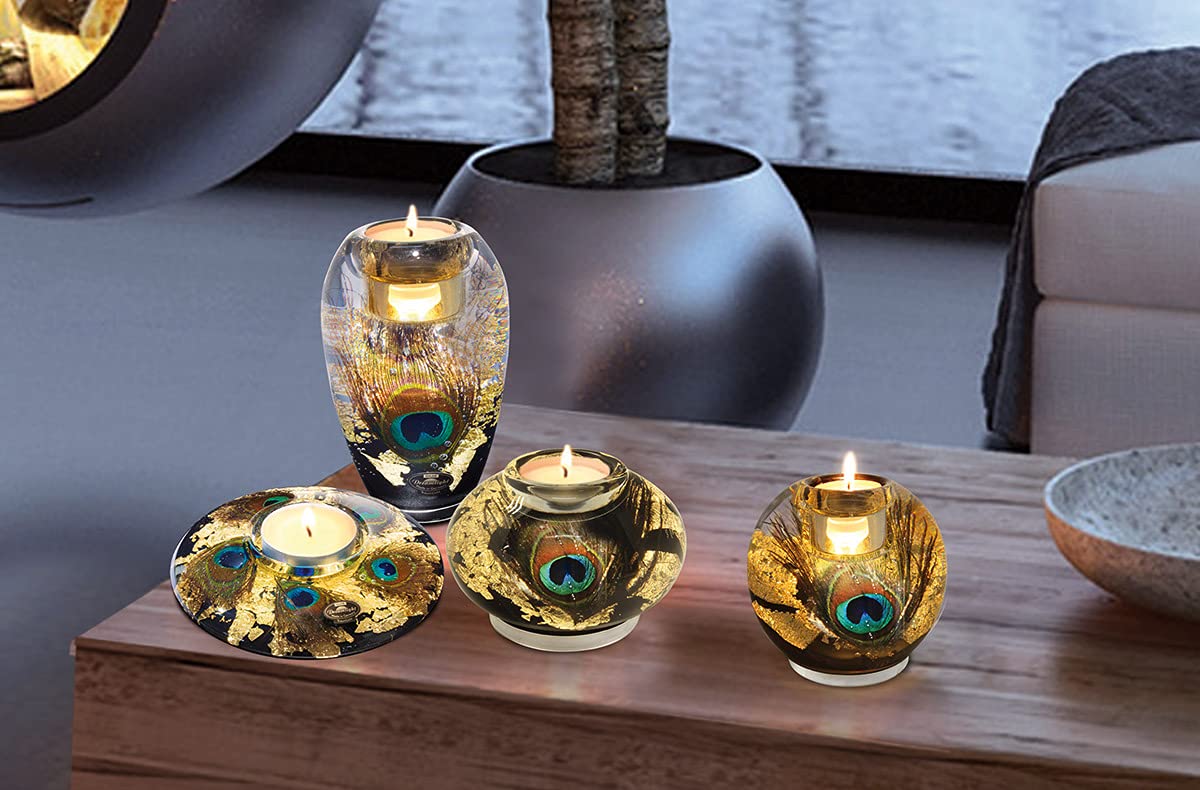 Dreamlight Nowoczesny świecznik szklany wysokość 10 cm łącznie z oświetleniem LED *ekskluzywne rękodzieło z Niemiec*
