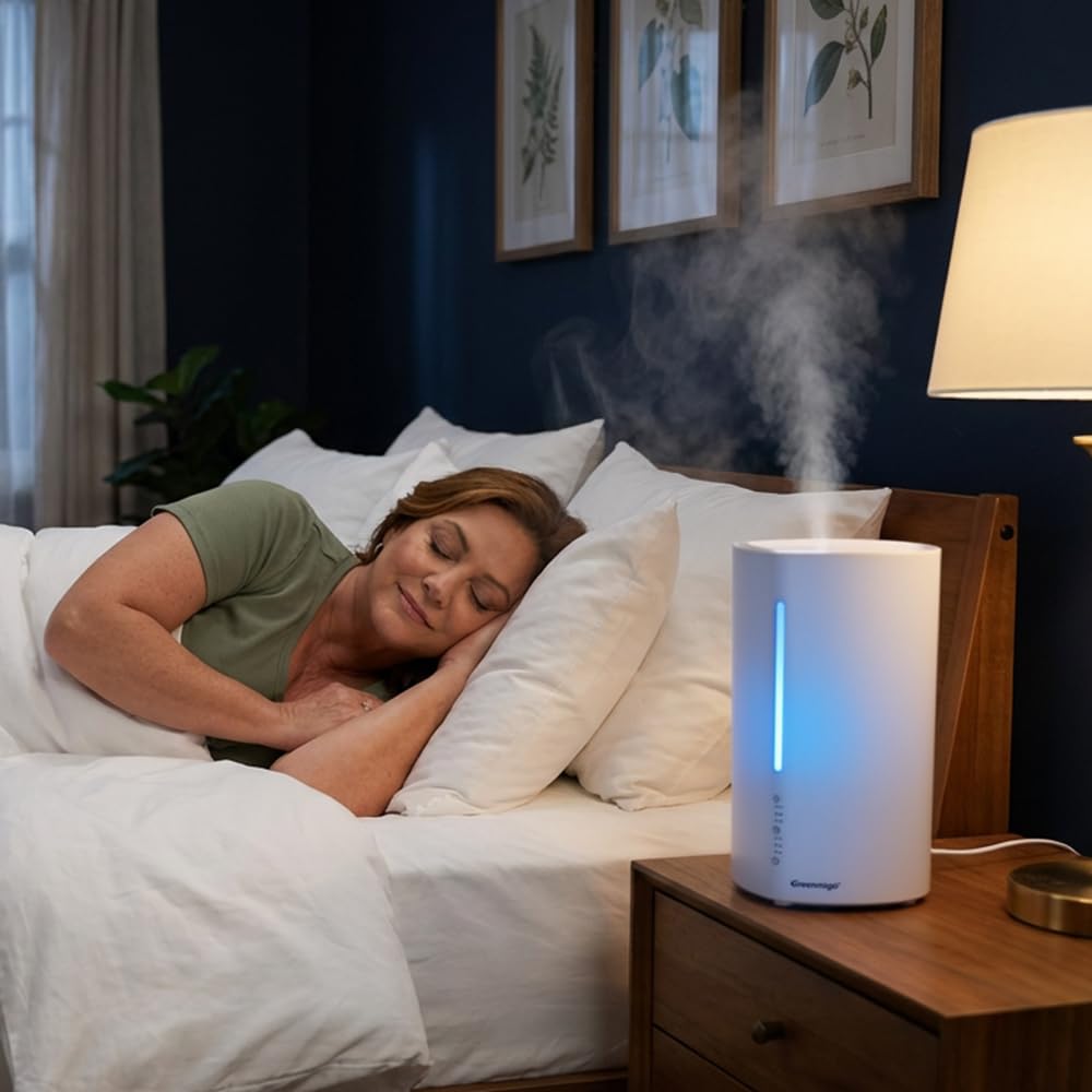 Humidificador 3L para Bebés y plantas,Difusor de Aceites Esenciales,Silencioso <28dB,Apagado Automático sin Agua,Temporizador,Luz de Noche,Blanco,para Dormitorios Oficina