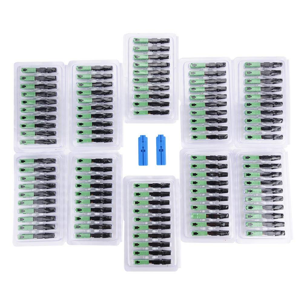 100PCS Connecteur Rapide Fibre Optique Froid, FTTH Connecteur pour câbles Rapide Type Flip, SC adaptateurs pour Connecteur Fibre Optique Monomode, avec Fil de Cuir Intégré pour Réseau CATV