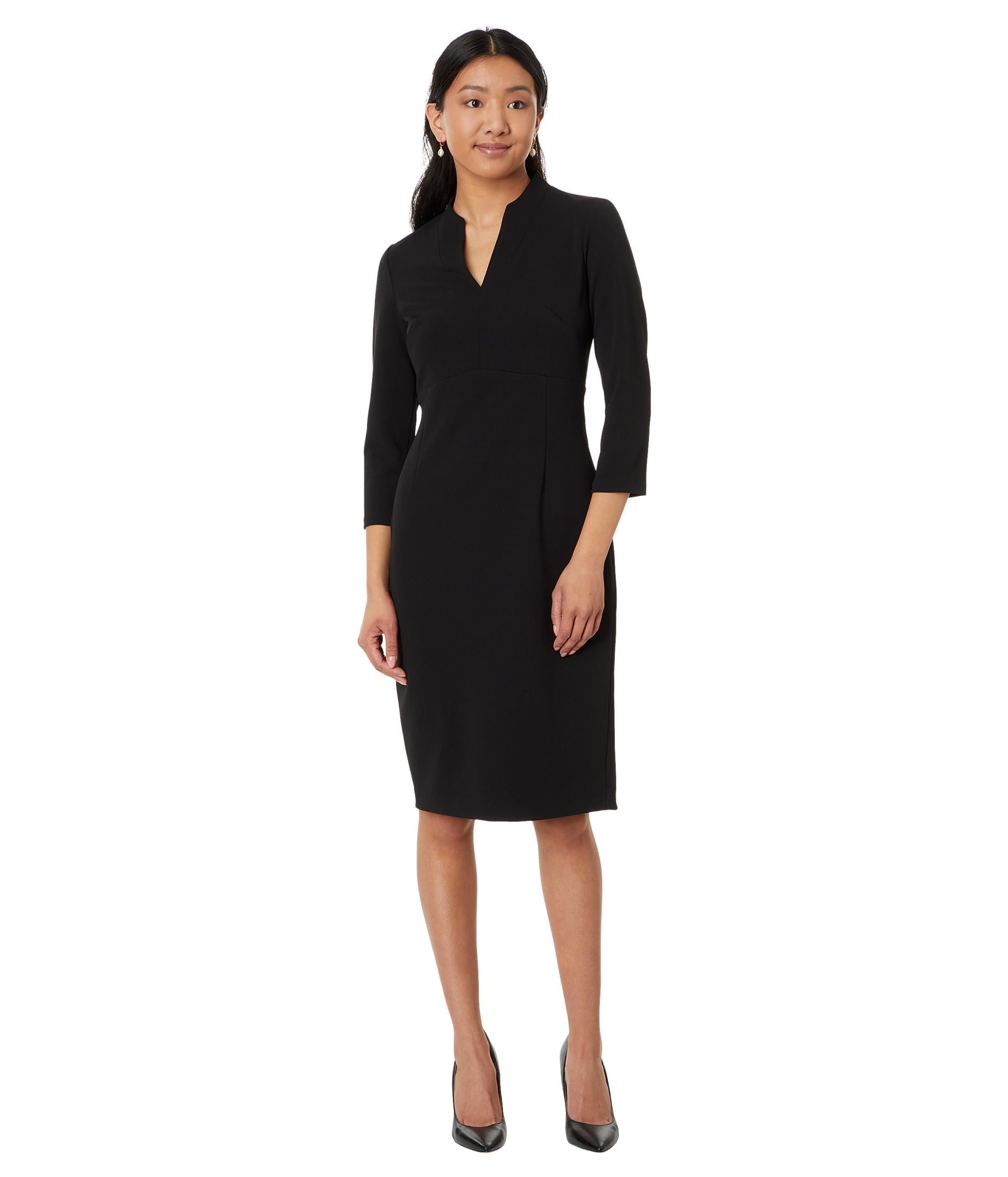 Calvin Klein Womens 3 4 Sleeve Scuba Crepe Dress