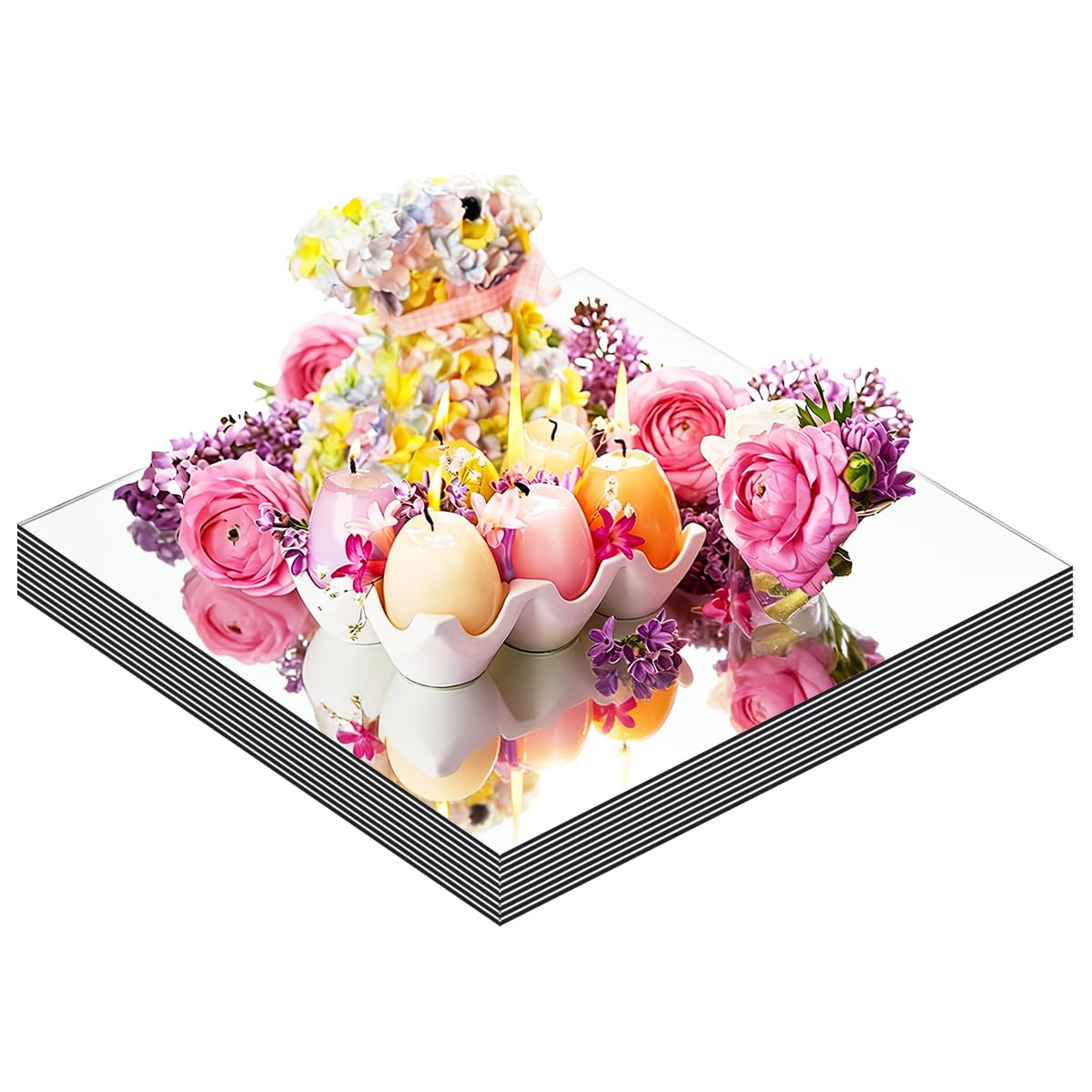 Lot de 10 miroirs carrés pour décorations de table