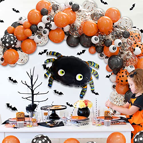 119Pcs Halloween Balloons Garland Kit, Black Orange Confetti Balloons With Big Spider Balloon Eyeball Balloon For Halloween Party Decorations Kids Birthday Baby Shower Decorations #TOP1