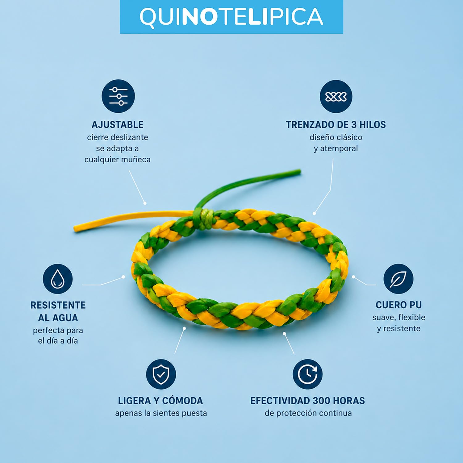 Pamex - Pulsera Cuero Repelente De Mosquitos Quinotelipica - 48 Unidades