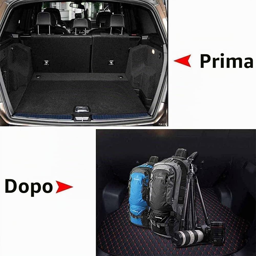 Auto Tappetino per Bagagliaio per Jeep Compass 2022 2023 2024, Antiscivolo Impermeabile Protezione Auto Vasca Baule Tappeto Accessori,F-Black-Blue-Plus