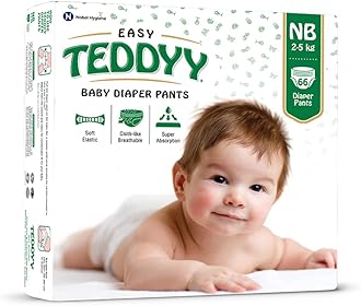TEDDYY Baby Easy New Born Diaper Pants 66 Count (Pack of 1), Upto 5 kgs, 12 hrs Leak Protection, Anti - Bacterial