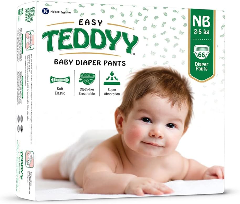 TeddyyBaby Easy New Born Diaper Pants 66 Count (Pack of 1)