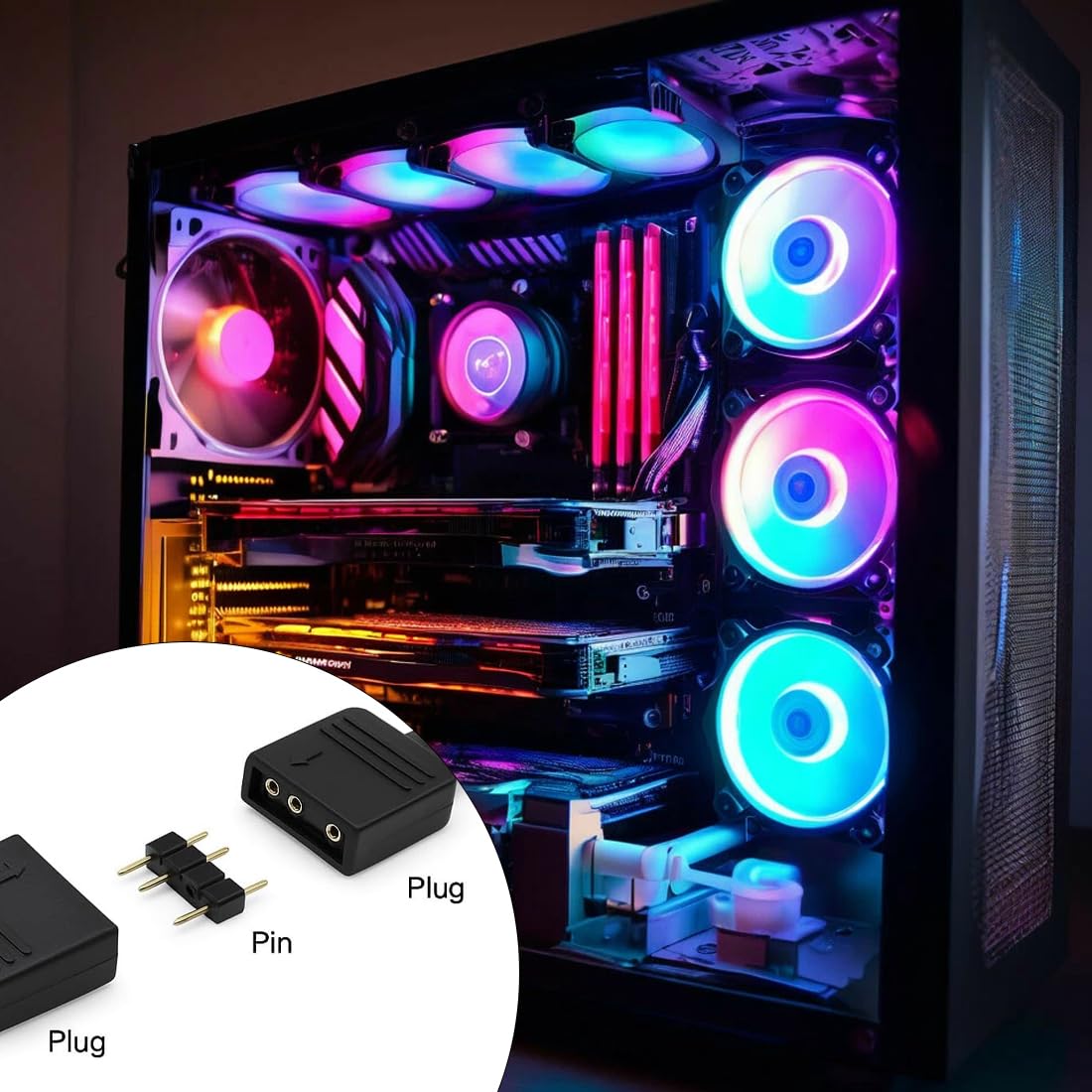 Câble répartiteur ARGB 3-Pin 5V 30 cm, Fan Splitter Cable en Y pour Connecteur RGB Carte Mère