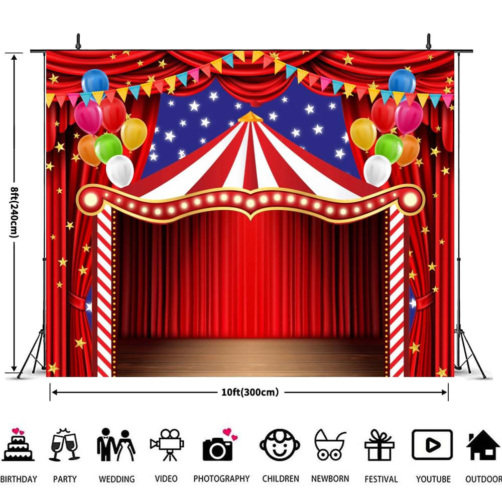 10x8ft Circus Carnival Backdrop - Carnival Party Decor Photography Background