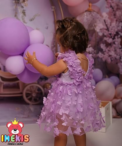 Miniatura 4 de Conjunto de primer cumpleaños para bebé recién nacida, vestido de encaje y tul con diadema floral para tarta de cumpleaños, accesorios para fotos