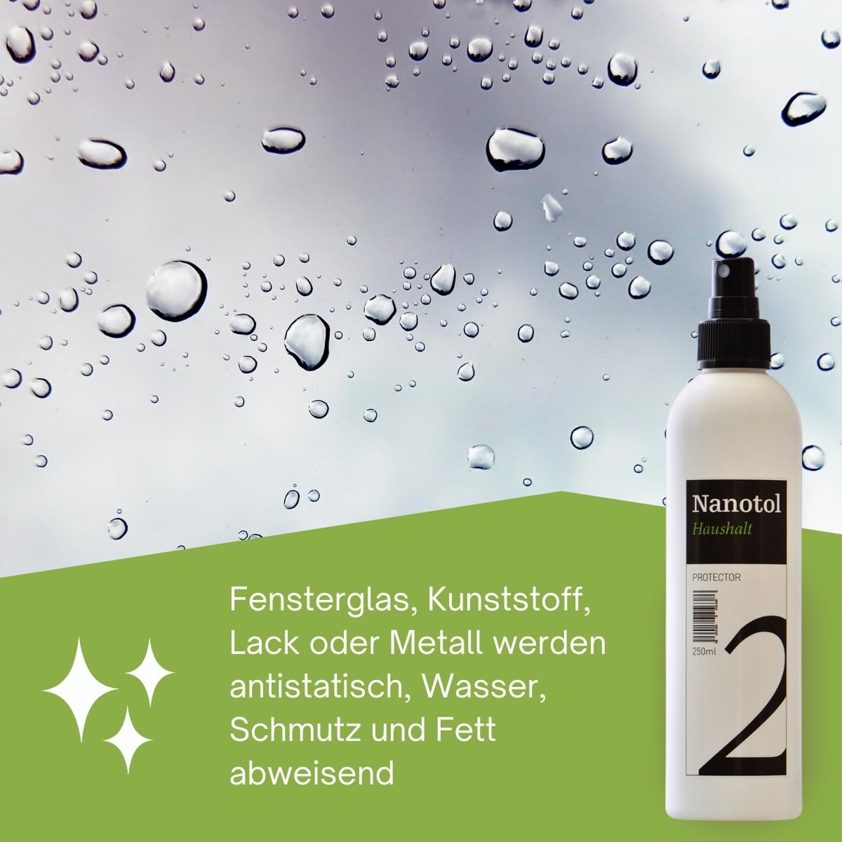 Nanotol Fensterreiniger Set mit Nanoversiegelung - EASY-TO-CLEAN Beschichtung für 40 m² Glas + Rahmen - geeignet für Fensterwischer, Fenstersauger, Abzieher