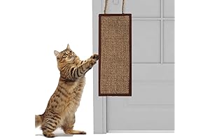 Natural Sisal Rope Covered Cat Scratching Mat with Front Pet Jingle Ball