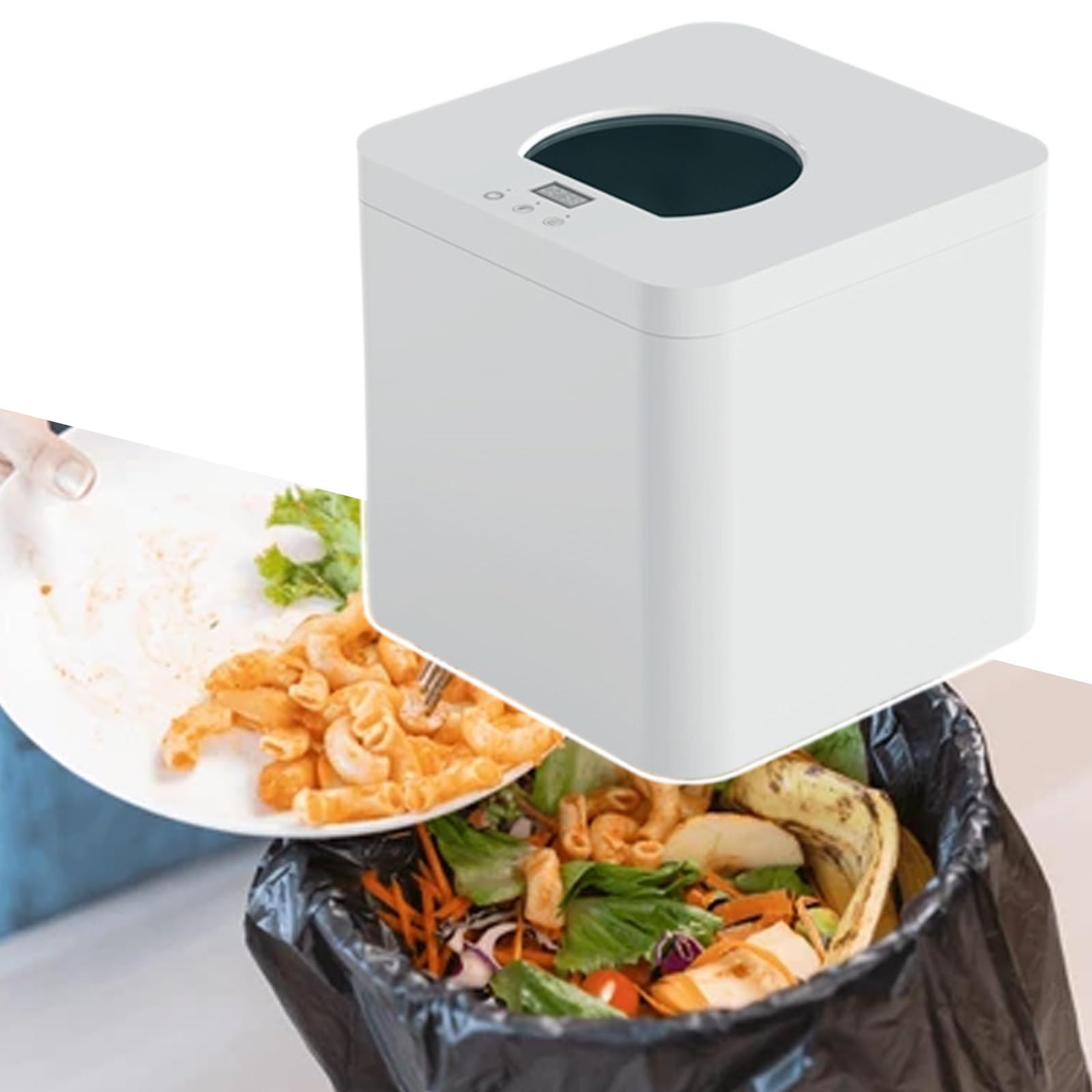Contenitore per Compost Elettrico A Doppia modalità, con Schermo A LED Intelligente, Compostatrice Intelligente per Rifiuti da Cucina, con Design Visivo Coperchio,220V