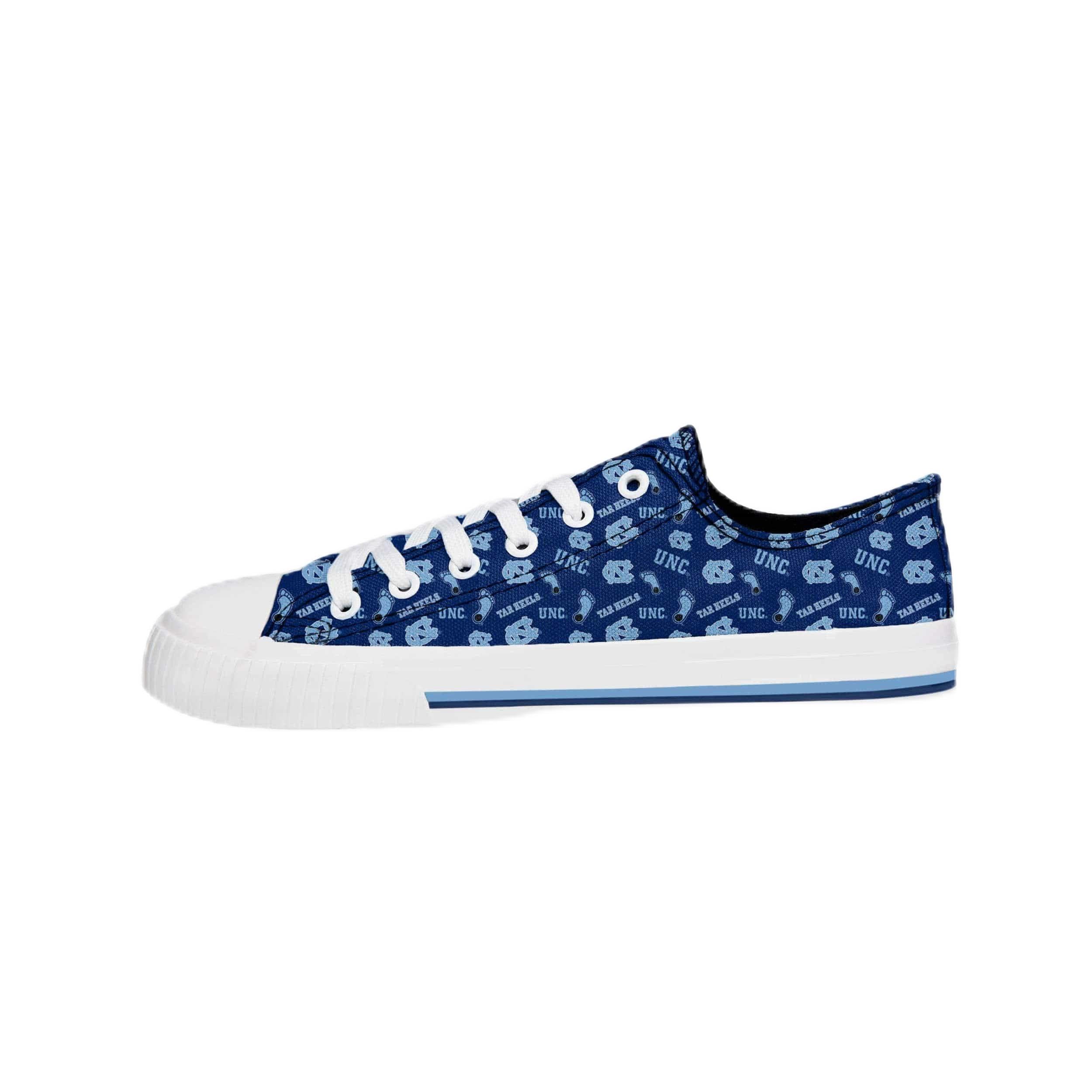 FOCO North Carolina Tar Heels NCAA Womens Low Top Repeat Print Canvas Shoes - 6