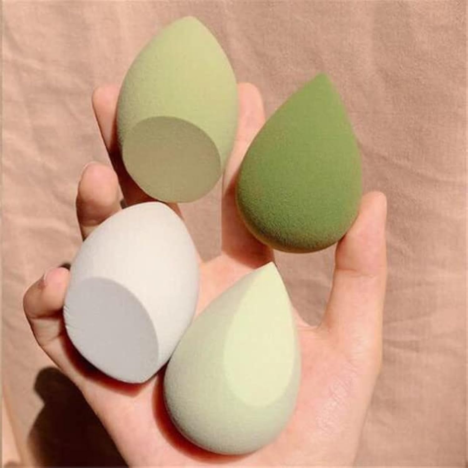 Beauty Blender Sponge, 4 pc Pack, Foundation Blending Sponge Ideal for women Makeup Highlighters, Powder, Cream or Liquid Application (Green)