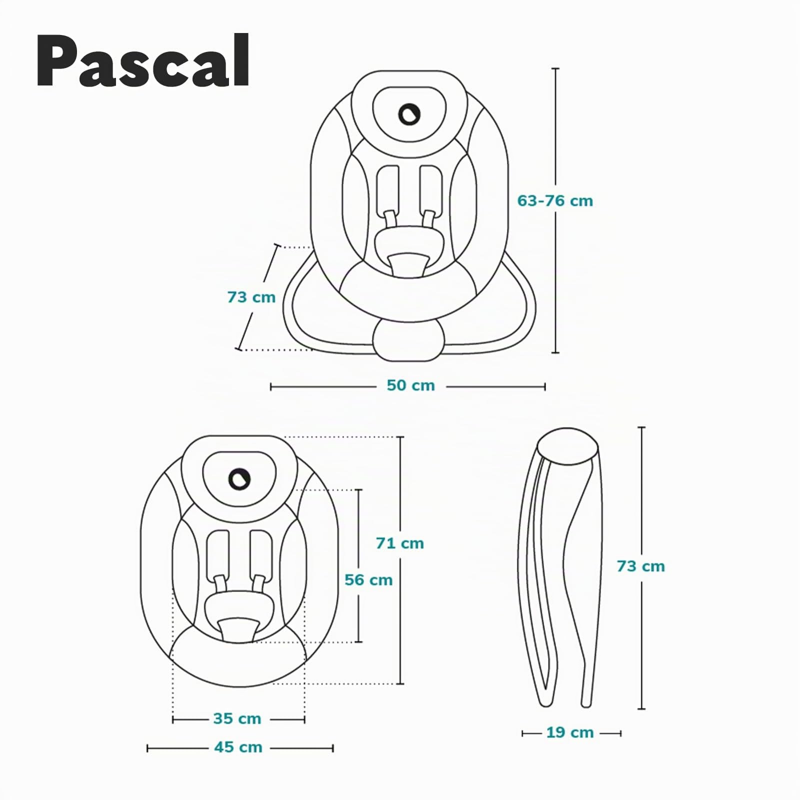 Lionelo Pascal transat bébé avec vibrations délicates, 12 mélodies avec réglage du volume, dossier réglable, barre à jouets interactifs, pliage compact
