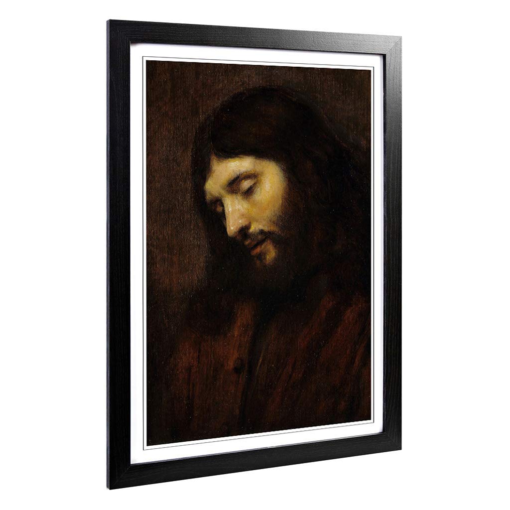 Big Box Art Framed Print of Rembrandt Christ 2 Design | Wall Art Picture | Home Decor for Kitchen, Living, Dining Room, Lounge, Bedroom, Hallway, Office, Black, A2 / 24.5x18 Inch / 62x45cm