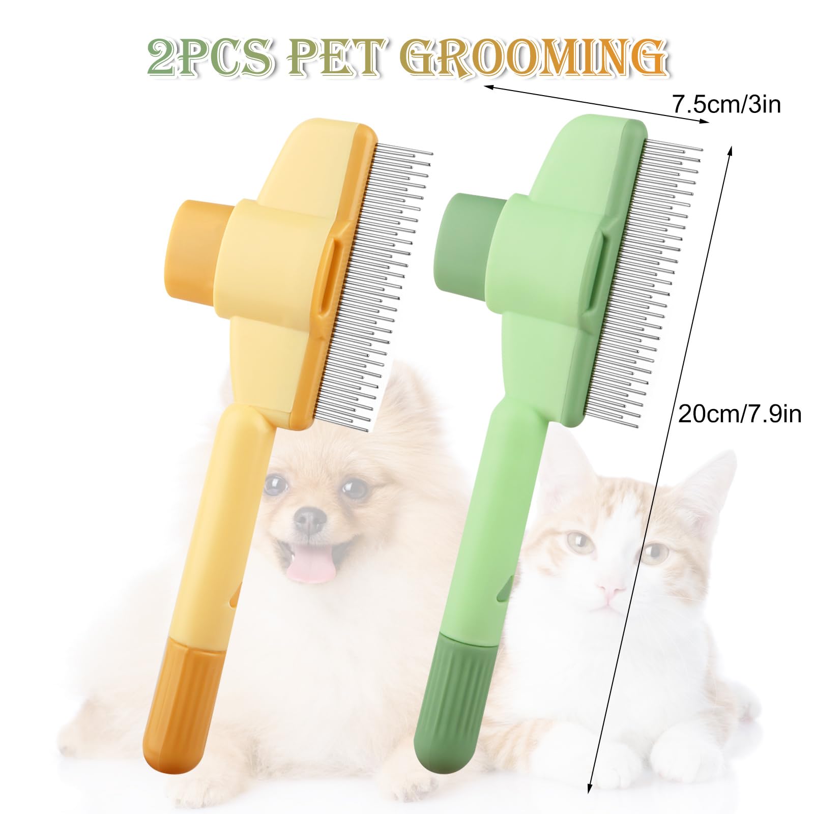 2 Pièces Brosse pour Chat, Peigne Chat Autonettoyant pour Animaux de Compagnie, Brosse Chien Chats Poil Long et Court, Brosse Attrape Poils pour Chats, avec bouton de déverrouillage