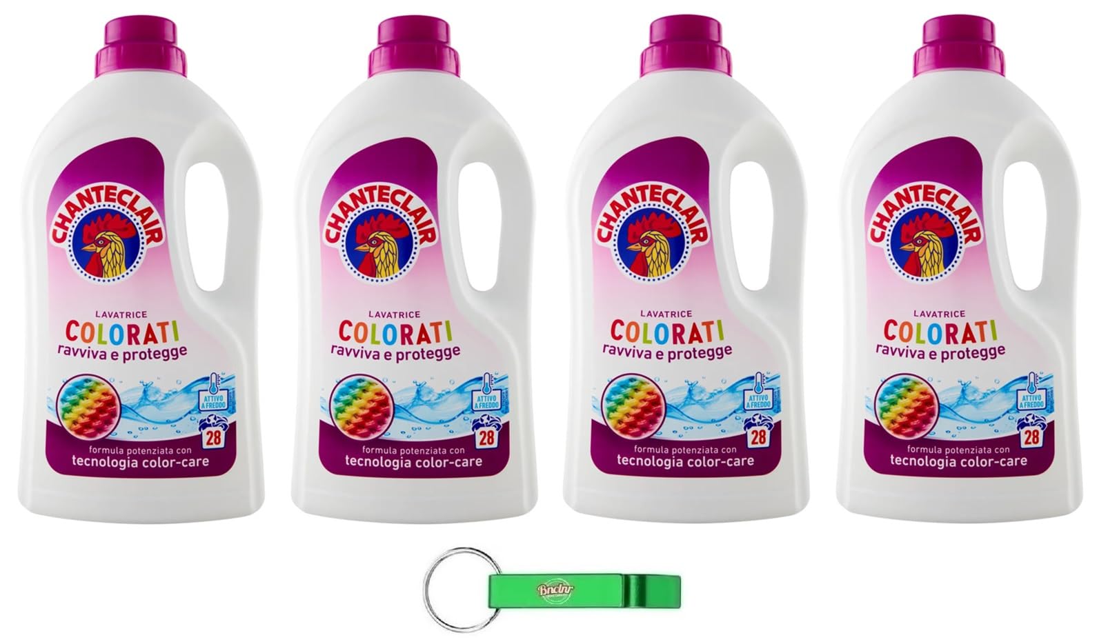 Chanteclair Lavatrice Colorati - Detergente líquido para la lavadora - Detergente para prendas de colores 28 lavados 1260 ml + llavero Beni Culinari gratuito
