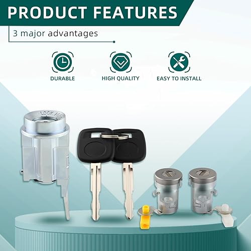 Miniatura 4 de AUTOKAY Interruptor de encendido y cilindro de bloqueo de puerta para Toyota Tacoma 1999 2000 2001 2002 2003