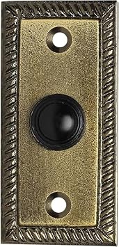 Skandh Iron Doorbell Chime Push Button Antique Brass Powder Coated Vintage Decorative Door Bell with Easy Installation 3.1" X 1.5" Inch