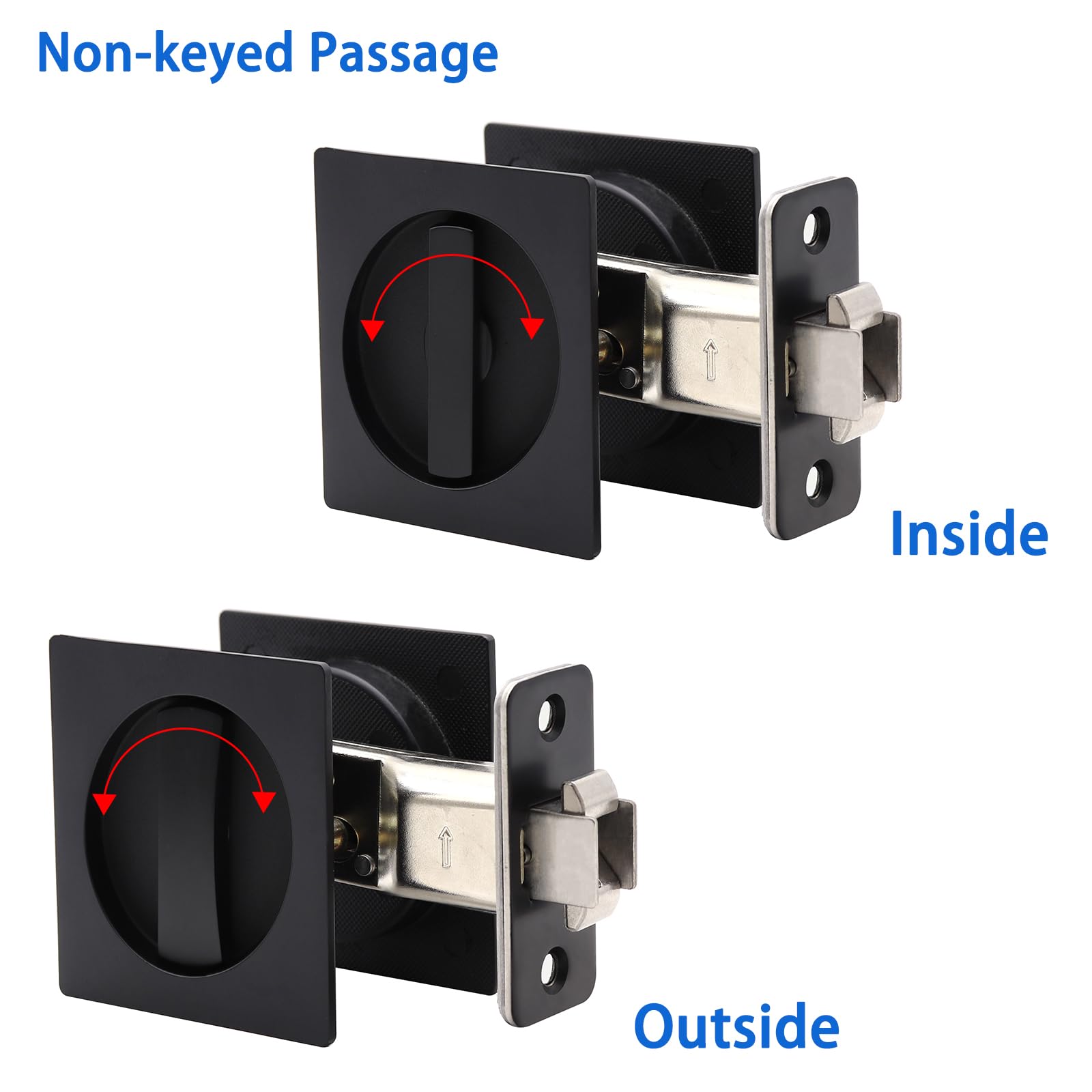 Snapklik.com : Dontay Pocket Door Passage Lock, Double Sided Rotation ...