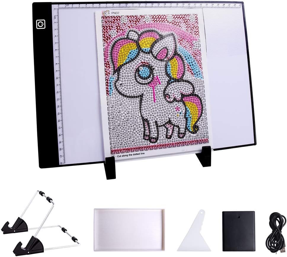 MACTING Diamond Painting A4 Pad, 47Pcs Diamond Painting Accessories Tracer Pad with Stand, USB Cable for Artists Drawing