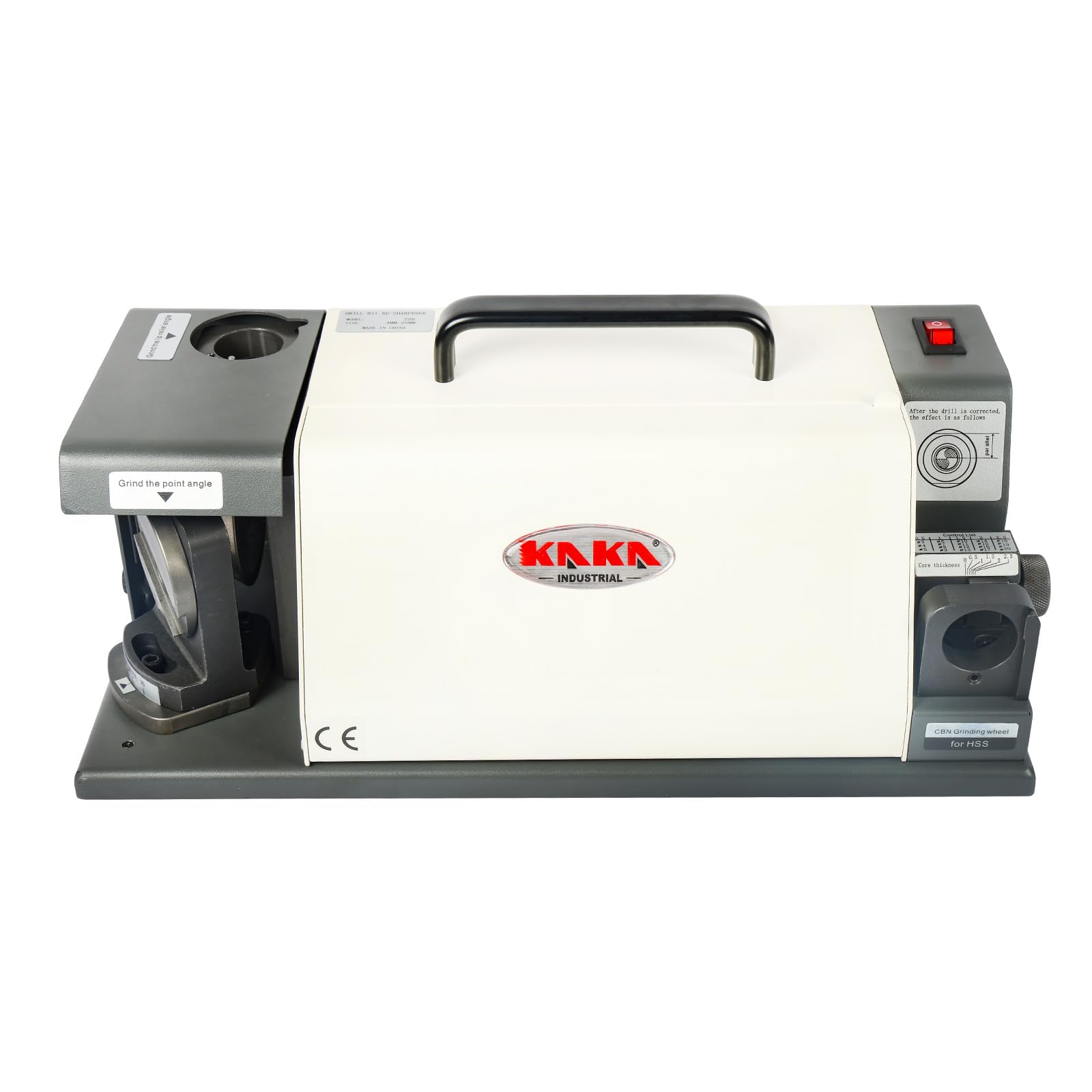 KAKA INDUSTRIAL Drill Bits Sharpener, 3-20mm Drill Bit Grinder Sharpener, 18 Collets Portable Bit Sharpener, 90°-140° Point Angle,CBN and SDC Wheel,