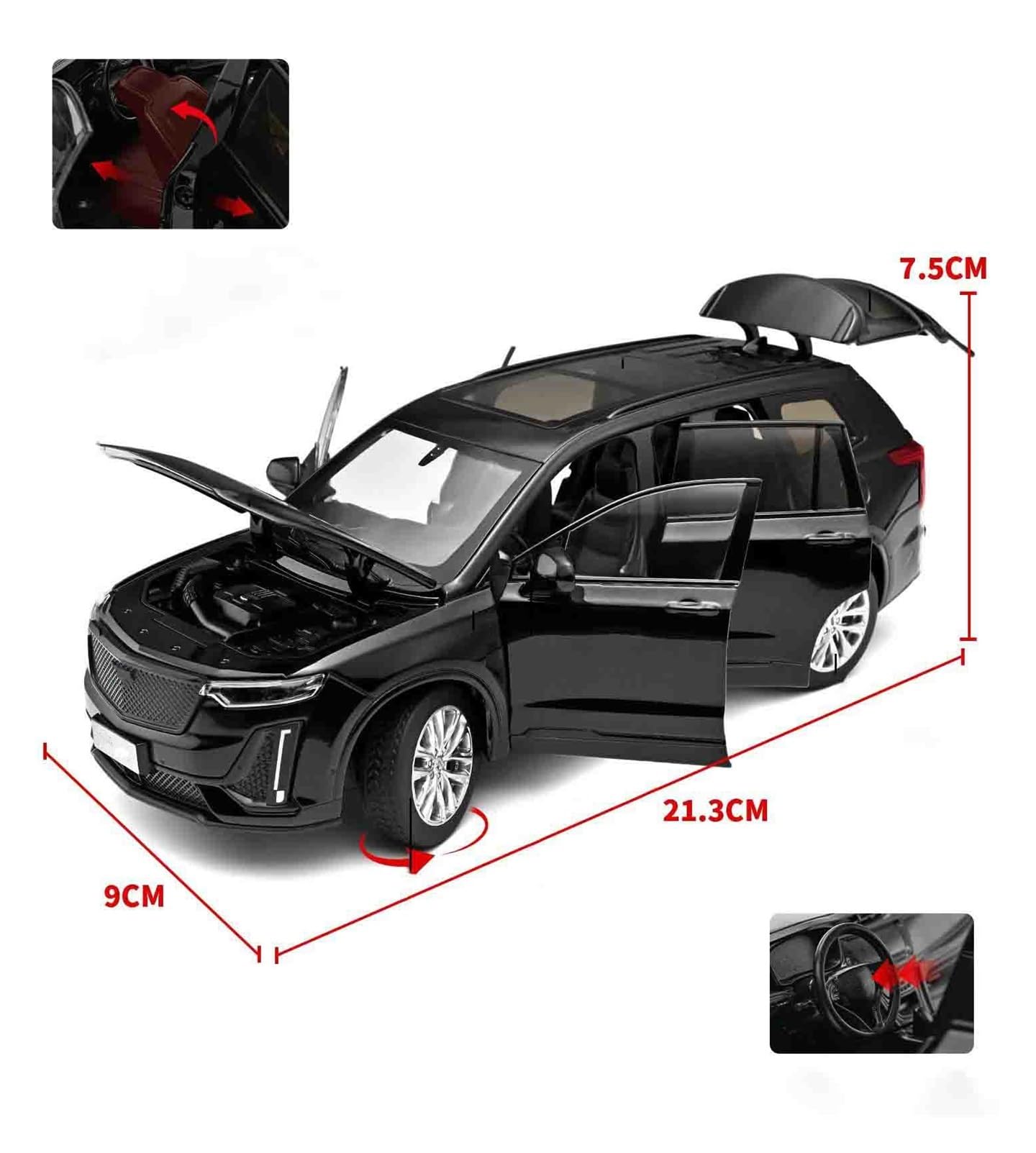 ONAIC Maßstabsmodelle Für Cadillac XT6 2023 Modellauto Sammlerauto | 1:24 Miniaturauto Legierung Modellfahrzeug(Blau)