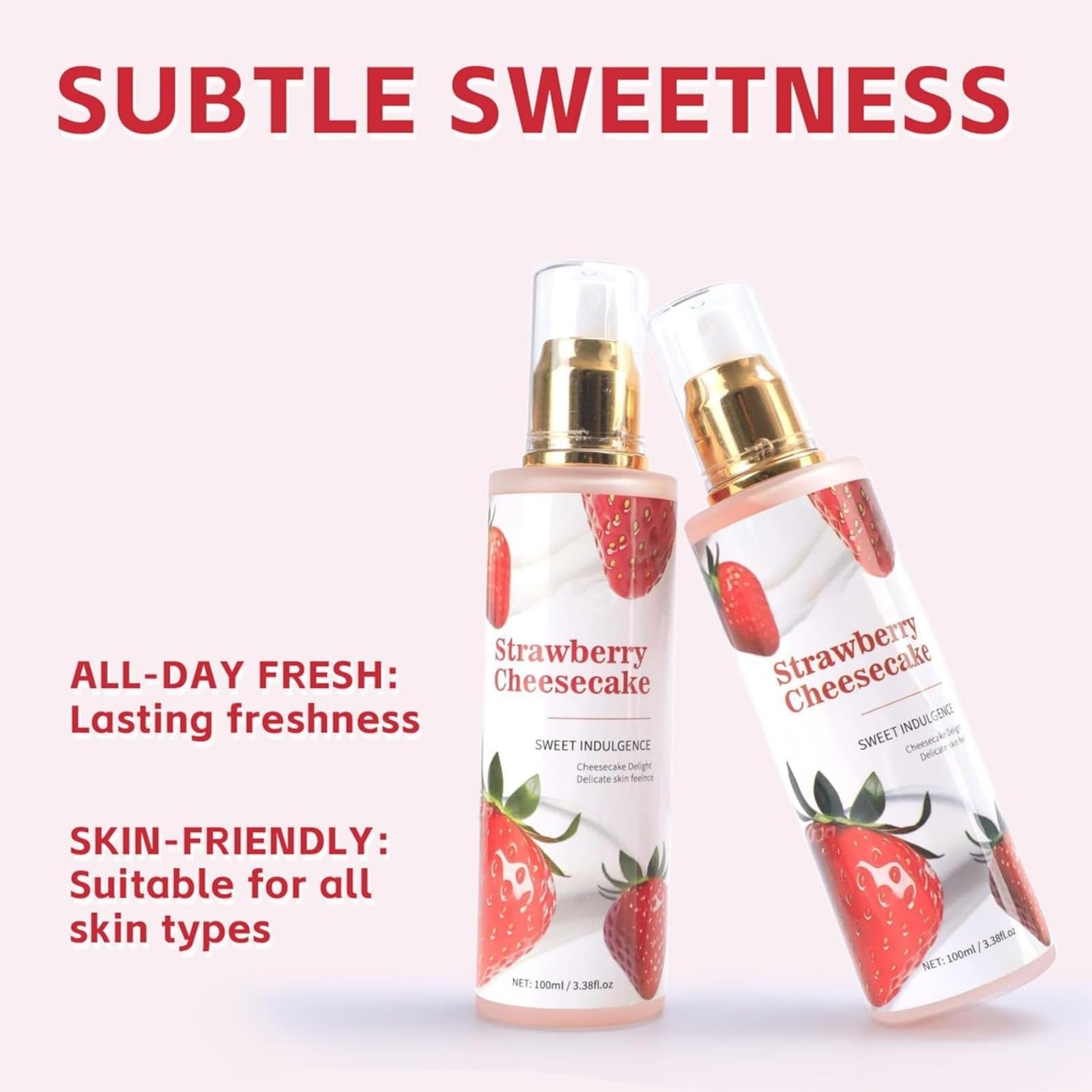 Strawberry Cheesecake Body Spray dla kobiet – trwała mgiełka perfumowana do włosów i skóry, zapach zapachowy, nawilżająca pielęgnacja ciała, 100 ml (4)